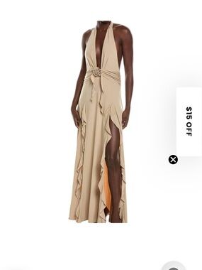 We wore what Halter-Neck Ruffled Maxi Dress in Beige